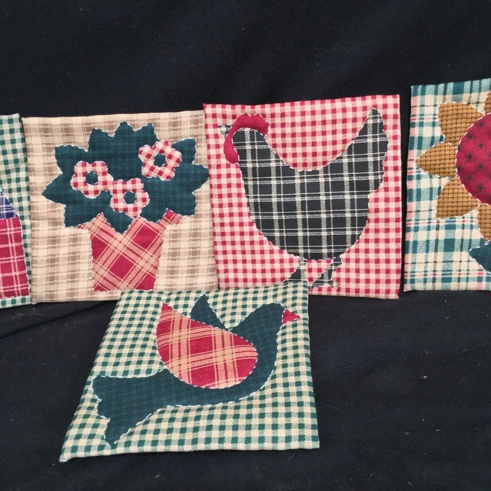 Set Of 5 Hand Sewn Fabric Coasters 4